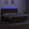 vidaXL Cama box spring c/ colch&atilde;o/LED 200x200cm tecido castanho-escuro