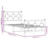 vidaXL Estrutura de cama com cabeceira e p&eacute;s 90x190 cm metal branco