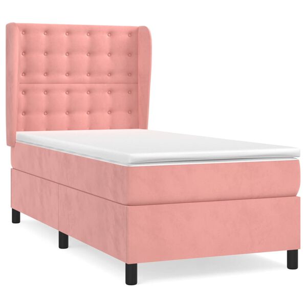 vidaXL Cama com molas/colch&atilde;o 100x200 cm veludo rosa