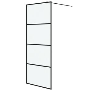 vidaXL Divis&oacute;ria de chuveiro 80x195 cm vidro opaco ESG preto