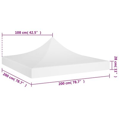 vidaXL Teto para tenda de festas 2x2 m 270 g/m² branco
