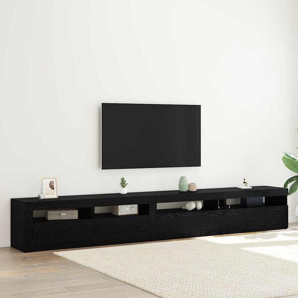 vidaXL Conjunto de m&oacute;vel de TV 3 pcs Carvalho Preto 270 x 35 x 40 cm