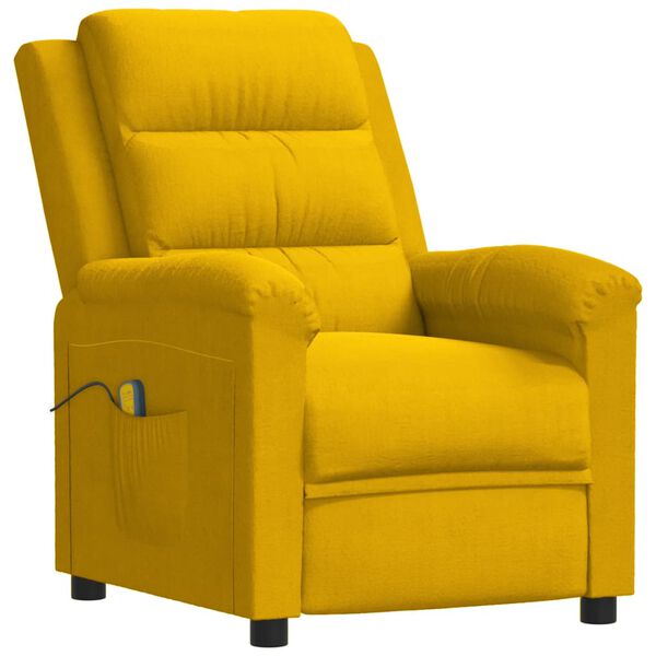 vidaXL Poltrona de massagens veludo amarelo