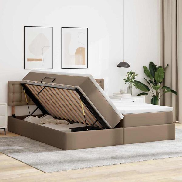 vidaXL Cama com Armazenamento Cappuccino 180 x 200 cm Couro Sint&eacute;tico
