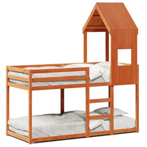 vidaXL Beliche com telhado 90x190 cm pinho maci&ccedil;o castanho-mel