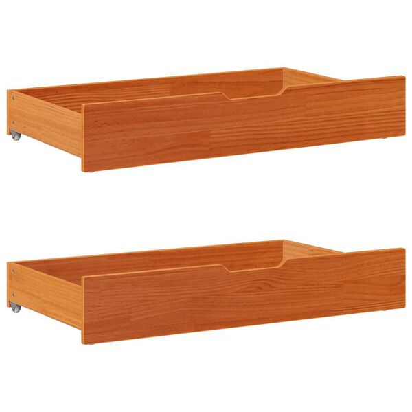 vidaXL Gavetas para cama 2 pcs 95x55x17 cm pinho maci&ccedil;o castanho-mel