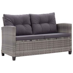 vidaXL Sof&aacute; de jardim 2 lugares com almofad&otilde;es 124 cm vime PE cinzento