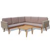 vidaXL 4 pcs conjunto lounge de jardim c/ almofad&otilde;es vime PE cinzento