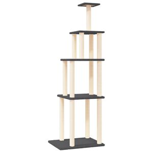 vidaXL &Aacute;rvore p/ gatos c/ postes arranhadores sisal 183cm cinza-escuro