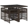 vidaXL 5 pcs conjunto jantar p/ jardim c/ almofad&otilde;es vime PE castanho