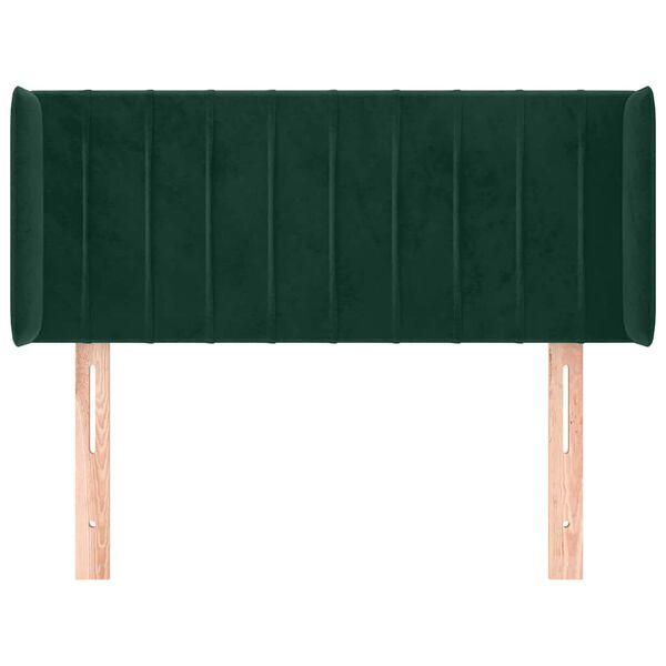 vidaXL Cabeceira de cama c/ abas veludo 103x16x78/88cm verde-escuro
