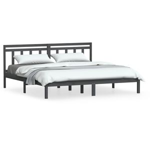 vidaXL Estrutura de cama 200x200 cm pinho maci&ccedil;o cinzento