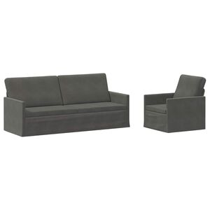 vidaXL Conjunto de Sof&aacute;s 2 pcs Cinzento-Escuro Tecido de Veludo Cotele