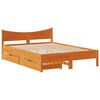 vidaXL Estrutura cama c/ gavetas 135x190 cm pinho maci&ccedil;o castanho-mel