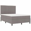 vidaXL Cama Box com colch&atilde;o Cinzento-acastanhado 140 x 190 cm tecido