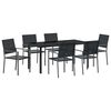 vidaXL Conjunto de Jantar para Jardim 7 unid. Preto Rattan de PE