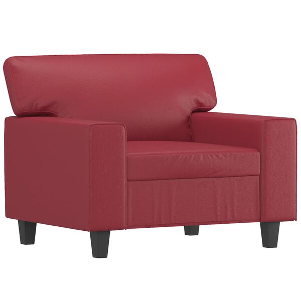 vidaXL Poltrona 60 cm couro artificial vermelho tinto