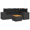 vidaXL 5 pcs conjunto sof&aacute;s de jardim com almofad&otilde;es vime PE preto