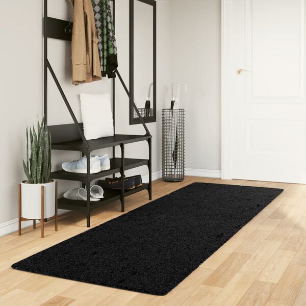 vidaXL Tapete shaggy de pelo alto PAMPLONA 80x250 cm preto