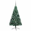 vidaXL Meia &aacute;rvore Natal artificial pr&eacute;-iluminada c/ bolas verde