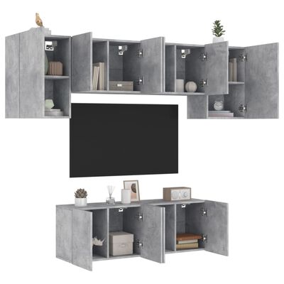 vidaXL 6 pcs móveis de parede p/ TV derivados de madeira cinza cimento