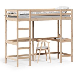 vidaXL Cama alta com secret&aacute;ria 75x190 cm madeira de pinho maci&ccedil;a