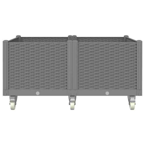vidaXL Vaso/floreira de jardim c/ rodas 100x80x54 cm PP cinzento-claro