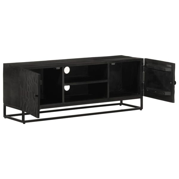 vidaXL M&oacute;vel de TV 110x30x40 cm mangueira maci&ccedil;a e ferro preto