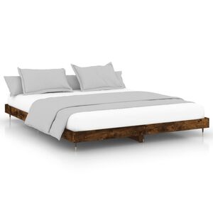 vidaXL Estrutura de cama sem colch&atilde;o 200x200 cm carvalho fumado