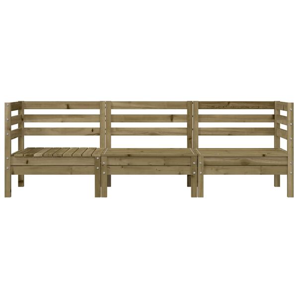 vidaXL Sof&aacute; de 3 lugares para jardim pinho maci&ccedil;o impregnado