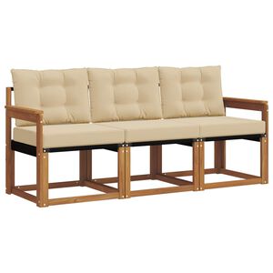 vidaXL Conjunto de Sof&aacute;s para Exterior 3 pcs Natural e Bege