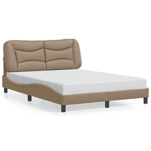 vidaXL Estrutura de cama sem colch&atilde;o Hvar 120x200 cm couro artificial cappuccino
