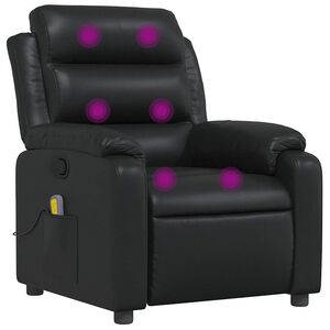 vidaXL Poltrona de massagens reclin&aacute;vel couro artificial preto