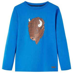 vidaXL T-shirt de manga comprida para crian&ccedil;a azul-cobalto 116