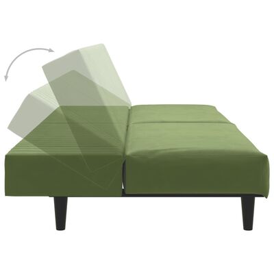 vidaXL Sofá-cama de 2 lugares veludo verde-claro