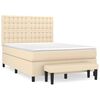 vidaXL Cama com molas/colch&atilde;o 140x190 cm tecido cor creme