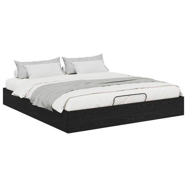 vidaXL Estrutura de Cama Ottoman Carvalho Preto 203 x 160 x 25 cm