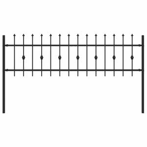 vidaXL Cerca com Ponta ASTEN 200 x 110 cm A&ccedil;o revestido a p&oacute; Preto