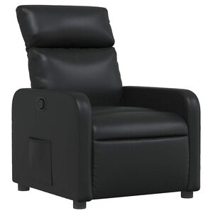 vidaXL Poltrona reclin&aacute;vel couro artificial preto