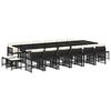vidaXL 17 pcs conjunto de jantar p/ jardim c/ almofad&otilde;es vime PE preto