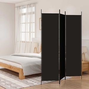 vidaXL Biombo/divis&oacute;ria com 3 pain&eacute;is 150x200 cm tecido preto