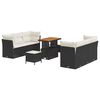 vidaXL Conjunto de Sof&aacute; de Jardim 9 pcs Preto e Creme vime PE