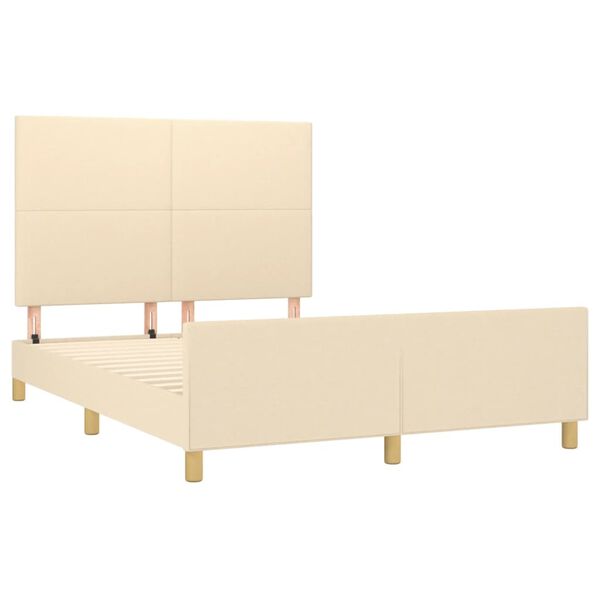 vidaXL Estrutura de cama sem colchão 140x190 cm tecido cor creme