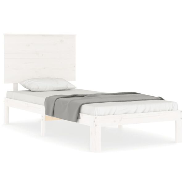 vidaXL Cama sem colch&atilde;o 90x200 cm madeira de pinho maci&ccedil;a branco