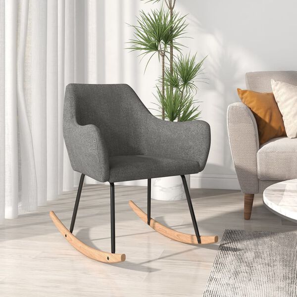 vidaXL Cadeira de baloi&ccedil;o tecido cinzento-escuro