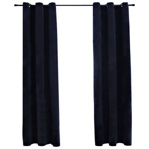 vidaXL Cortinas opacas com argolas 2 pcs 37"x84" veludo preto