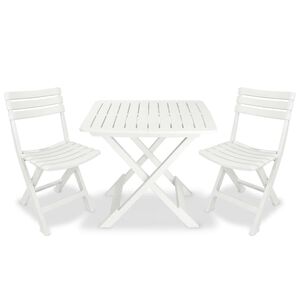 vidaXL Conjunto bistr&ocirc; para jardim 3 pcs pl&aacute;stico branco