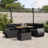 vidaXL 6 pcs conjunto sof&aacute;s de jardim c/ almofad&otilde;es vime PE preto