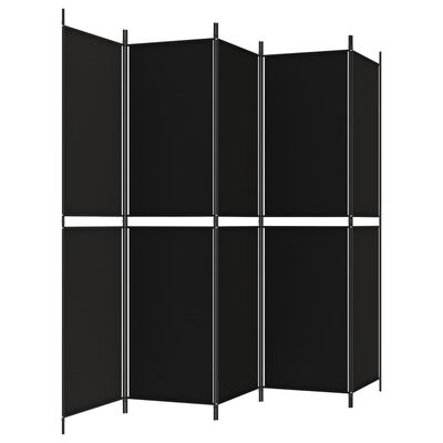 vidaXL Divisória com 5 painéis 250x200 cm tecido preto