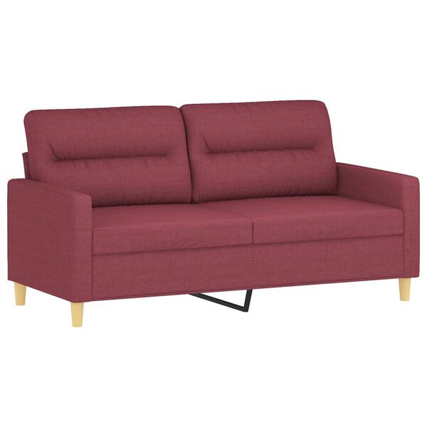 vidaXL Sofá de 2 lugares tecido 140 cm vermelho tinto